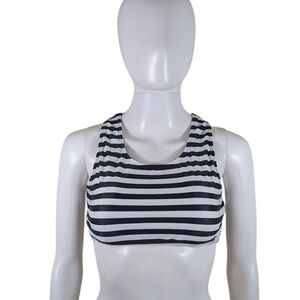 Black & White Striped Bikini Swimming Suit Top Size S